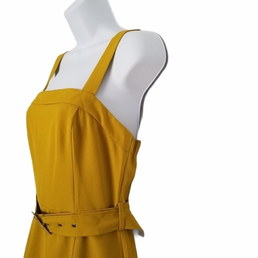 A.peach Ruffled Tiered Hem Rhinestone Buckle Dress - Picture 4 of 8